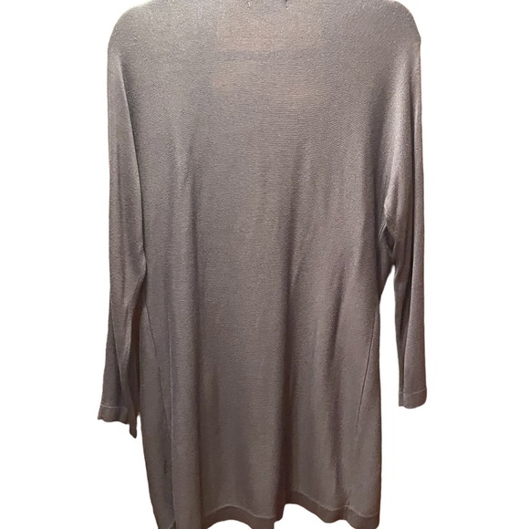 Joan Vass long open front Cardigan, gray, size medium - Picture 3 of 5